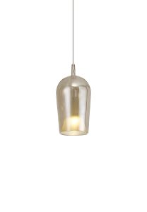 Elsa 17cm Assembly Pendant (WITHOUT PLATE) With Champagne Glass Shade, 1 Light E27, Bronze Glass With Frosted Inner Cone