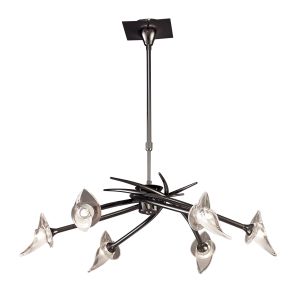 Flavia 73cm Telescopic Pendant Convertible To Semi Flush Round 6 Light G9, Black Chrome