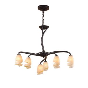 Forest 60cm Pendant 3 Arm 6 Light G9, Brown/Black Oxide