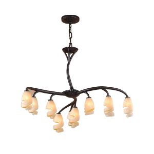 Forest 70cm Pendant 3 Arm 9 Light G9, Brown/Black Oxide