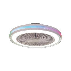 Gamer 47cm 40W LED Dimmable White/RGB Ceiling Light With Built-In 20W DC Reversible Fan, c/w Remote Control, 4200lm, White
