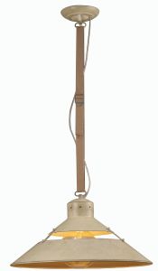 Industrial 45cm Ceiling 1 Light 40W E27 Large, Sand Metal, Beige Belt