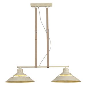 Industrial Linear Pendant 2 Light 2x40W E27, Sand Metal, Beige Belt