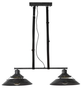 Industrial Linear Pendant 2 Light 2x40W E27, Oxide Metal, Black Belt