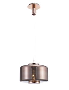 Jarras Pendant 40cm Round, 1 x E27 (Max 40W), Copper / Rose Gold Glass