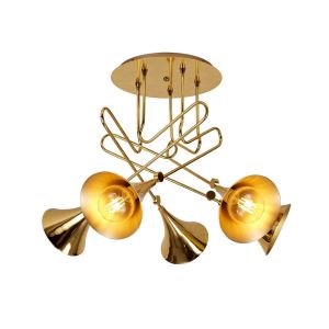 Jazz Ceiling, 76cm Round, 5 x E27 (Max 20W), Polished Gold