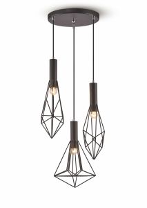 Kristoff 42cm Geometric Pendant 3 Light E27 Black