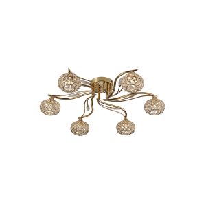 Leimo 59cm Ceiling 6 Light G9 French Gold/Crystal