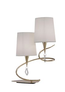 Mara Table Lamp 2 Light E14, French Gold With Ivory White Shades