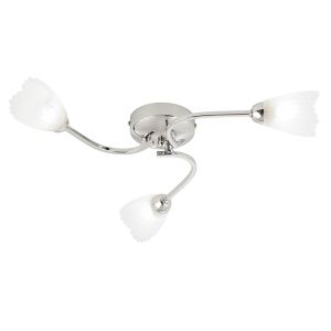 Endon MASON-3CH 3 Light Chrome Ceiling Fitting With Acid Glass Shades 3 Light