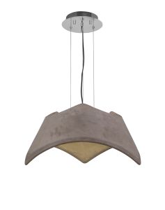 Maui 63cm Pendant 5W+19W LED 3000K, 2520lm, Cement Effect / Polished Chrome, 3yrs Warranty