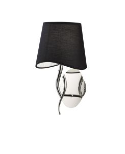 Ninette Wall Lamp 1 Light E14, Polished Chrome With Black Shade