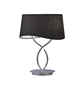 Ninette Table Lamp 2 Light E14 Large, Polished Chrome With Black Shade