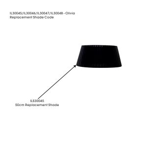 Olivia Organza Pendant Shade Black For IL30045/46/47/48, 500mmx195mm