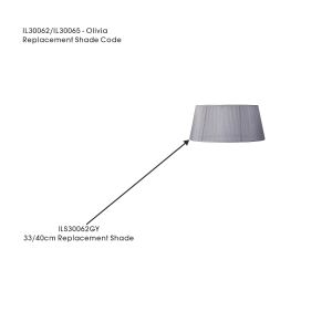 Olivia Organza Table Lamp Shade Grey For IL30062/65, 330/400mmx180mm