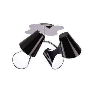 Ora Ceiling 2 Arm 4 Light E27, Gloss Black/White Acrylic/Polished Chrome, CFL Lamps INCLUDED