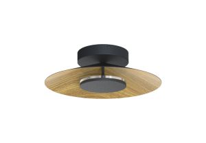 Orion Ceiling 40cm Round, 20W LED, 3000K, 1400lm, Wood/Black, 3yrs Warranty