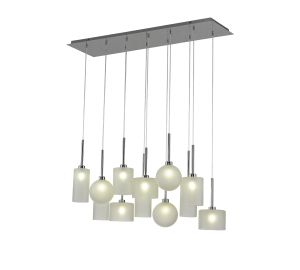 Penton Linear Pendant 2m, 12 x G9, Polished Chrome/Frosted/Frosted Type A,B,C,G Shade