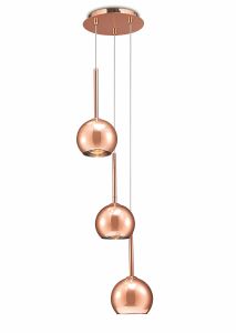 Regina 28cm Pendant 3 Light G9 Copper/Copper Glass