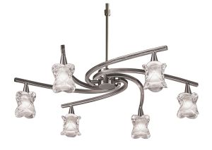 Rosa 64cm Del Desierto Telescopic Pendant Convertible To Semi Flush 6 Light G9, Satin Nickel