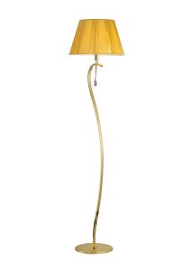 Siena Floor Lamp 1 Light E27, Polished Brass With Amber Cream Shade And Clear Crystal