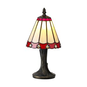 Sonoma Tiffany Table Lamp, 1 x E14, Ccrain/Red/Clear Crystal Shade