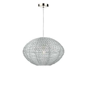 Alto 1 Light E27 Satin Chrome Adjustable Pendant C/W Polished Aluminium Shade With Twisted Aluminium Ribbons