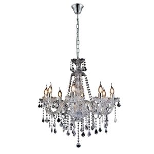 Tiana 69cm Pendant 8 Light E14 Polished Chrome/Glass/Crystal (Item is Not Suitable For Mail Order Sales, COLLECTION ONLY)