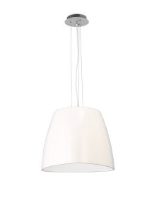 Triangle Pendant Large 1 Light E27, Gloss White/Polished Chrome