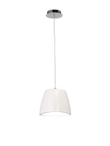 Triangle 22cm Pendant Small 1 Light E27, Gloss White/Polished Chrome