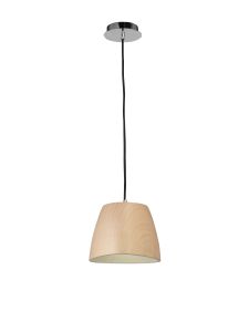 Triangle 22cm Pendant Small 1 Light E27, Beech/Polished Chrome