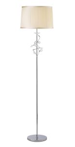 Willow Floor Lamp With Cream Shade 1 Light E27 Polished Chrome/Crystal