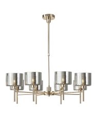 Penton 85cm Telescopic/Semi Flush, 8 x G9, French Gold/Chrome Lined Type C Shade